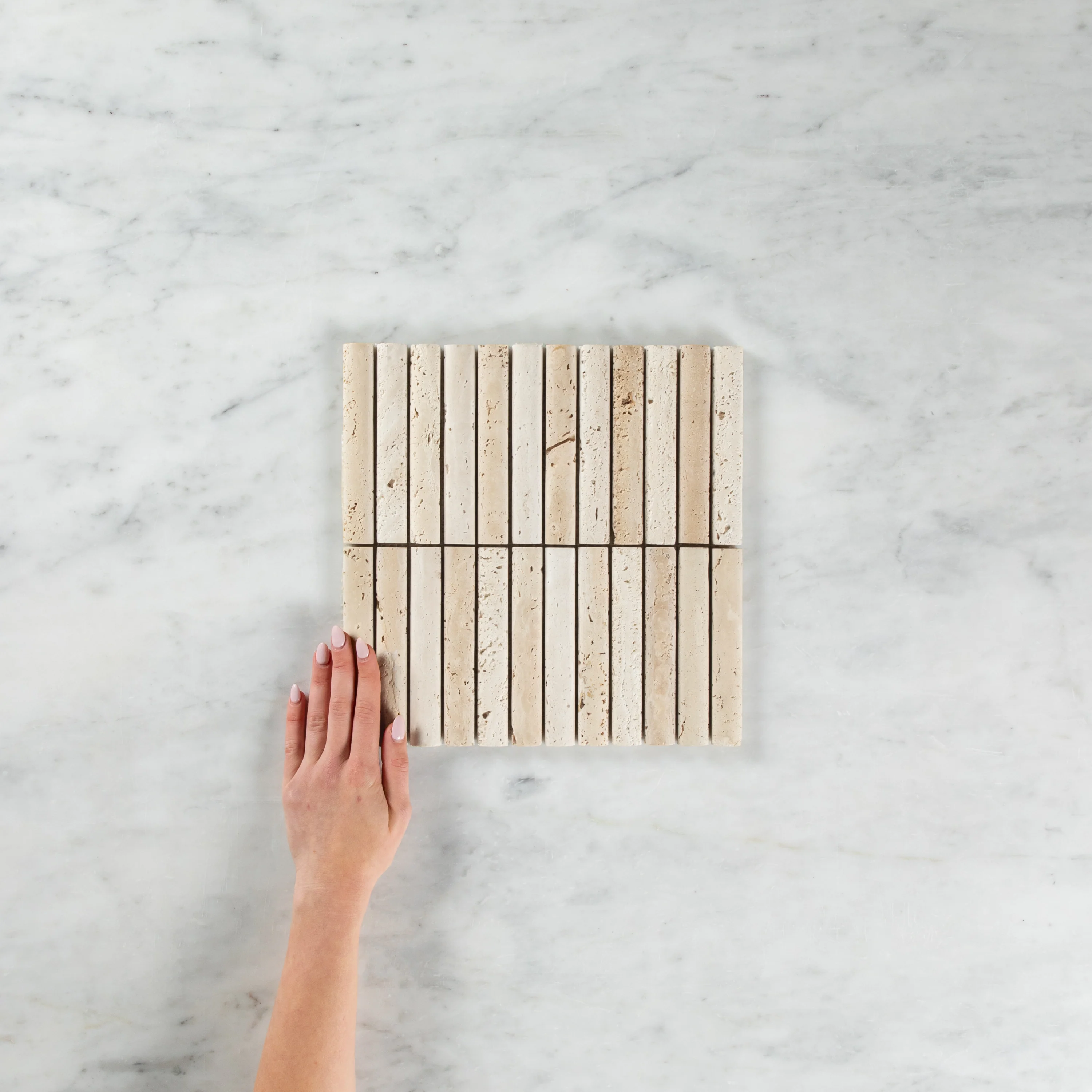 Travertine Beige Marble Flute Mosaic - Image 4